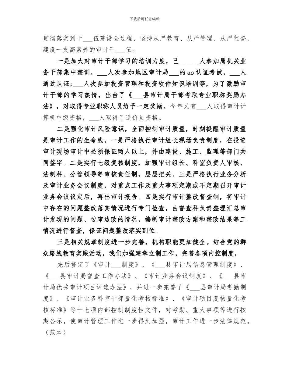 2024年领导班子年度工作总结审计工作总结_第3页