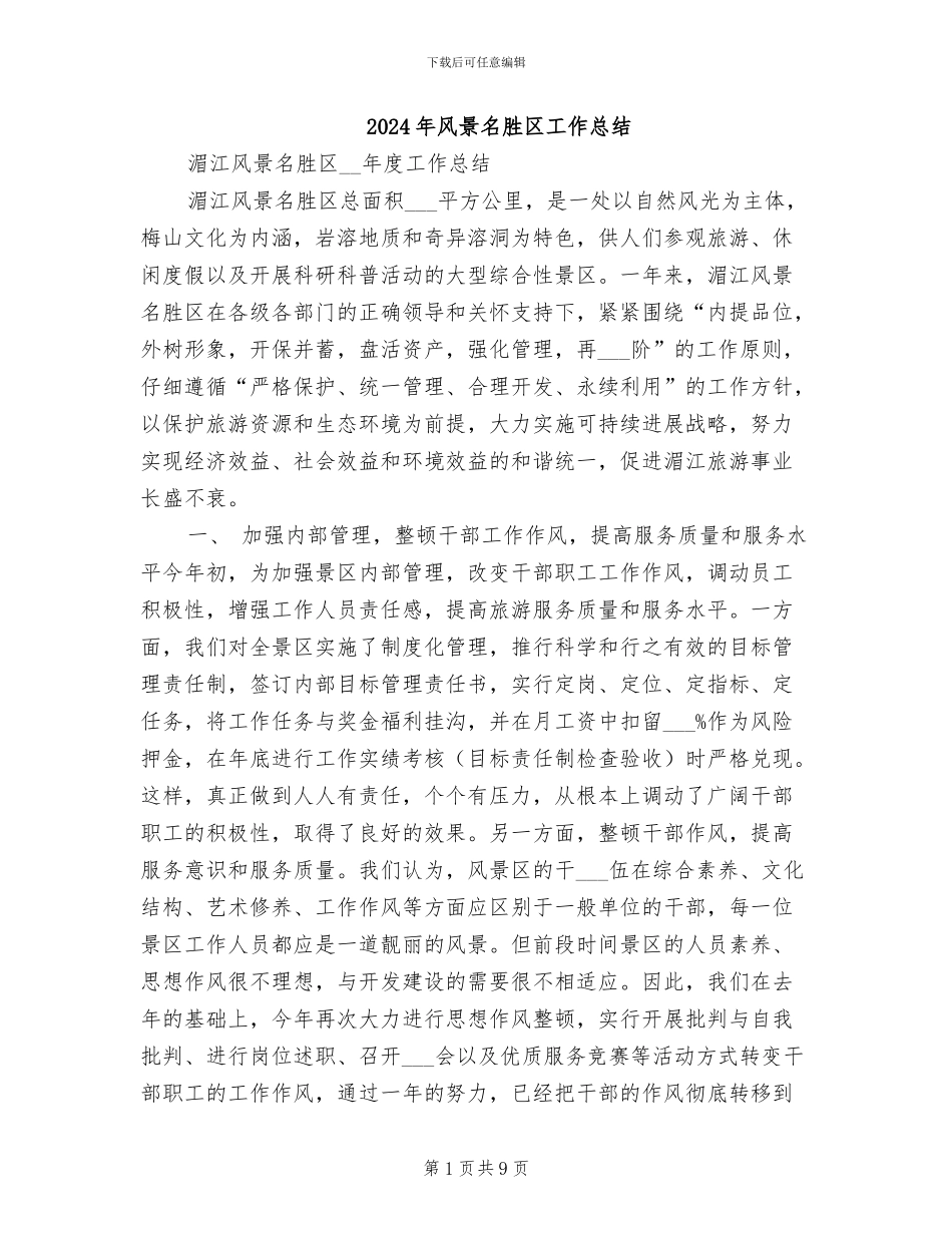 2024年风景名胜区工作总结_第1页