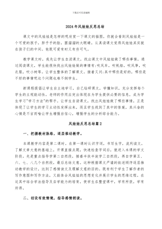 2024年风娃娃反思总结