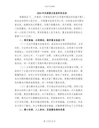 2024年风清重点检查阶段总结