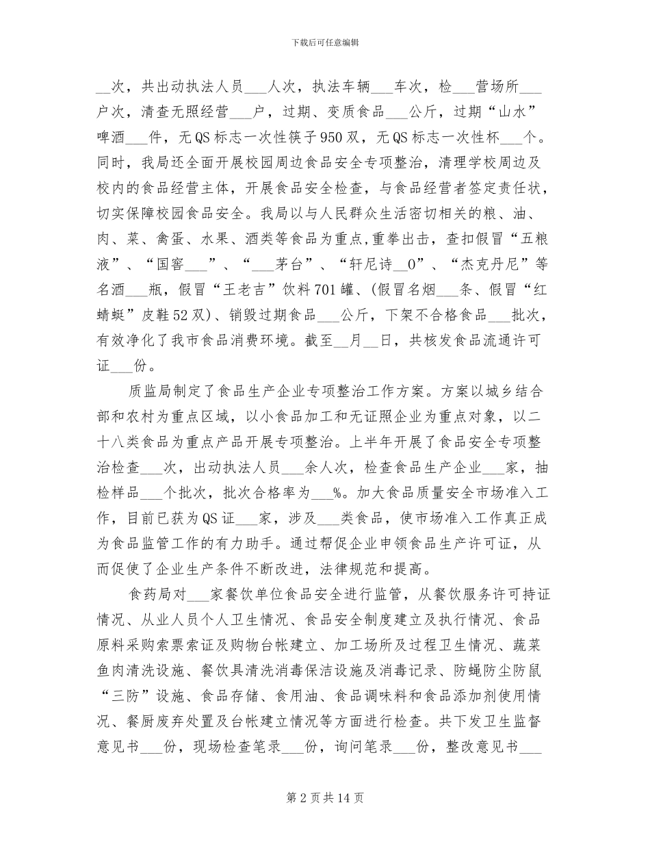 2024年食品安全个人工作总结_第2页