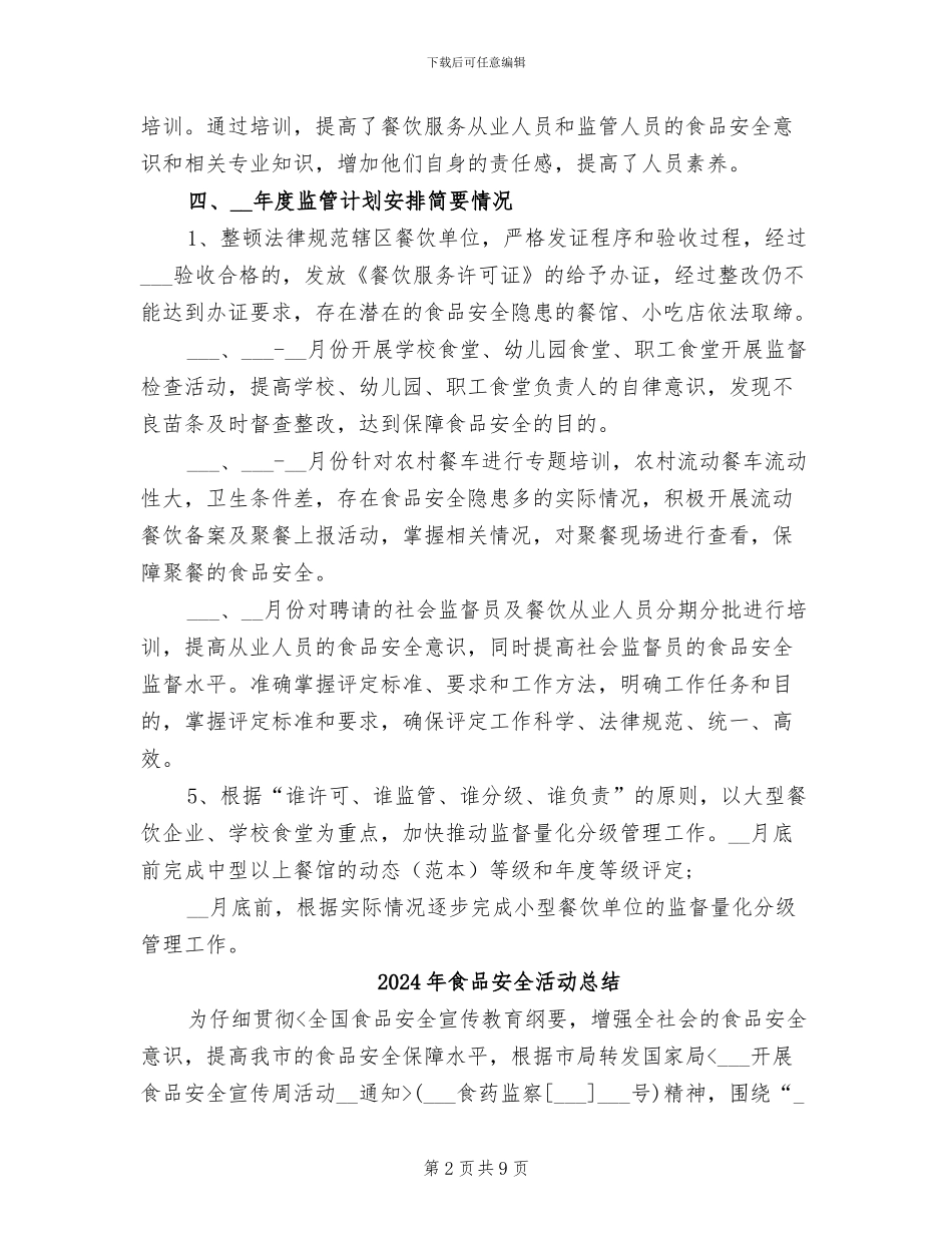 2024年食品安全法执行情况工作总结_第2页