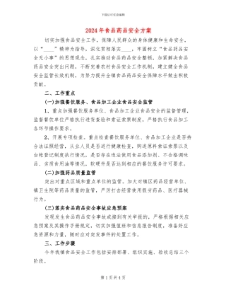 2024年食品药品安全方案