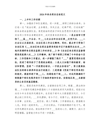 2024年食品药品总结范文