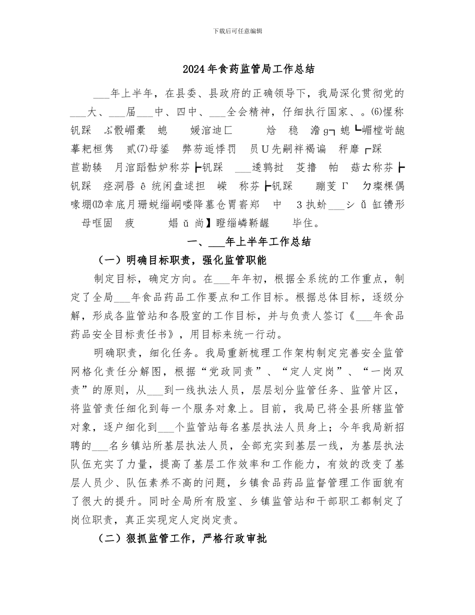 2024年食药监管局工作总结_第1页