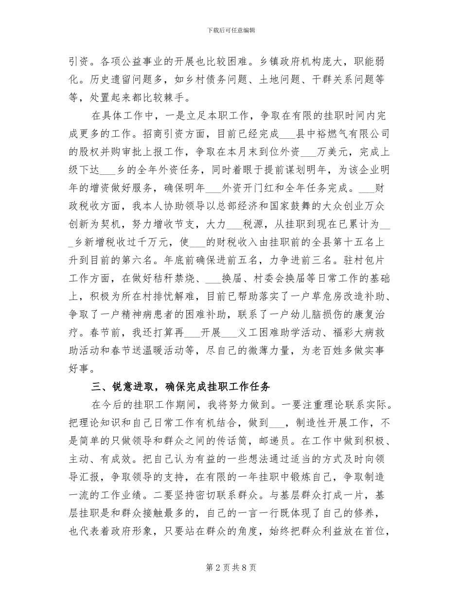 2024年驻基层乡镇挂职期间工作总结_第2页
