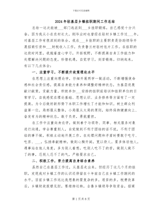 2024年驻基层乡镇挂职期间工作总结
