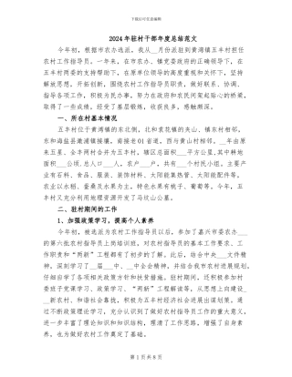 2024年驻村干部年度总结范文