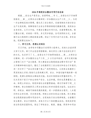 2024年驾校安全整治专项行动总结