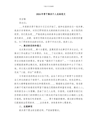 2024年骨干集训个人总结范文