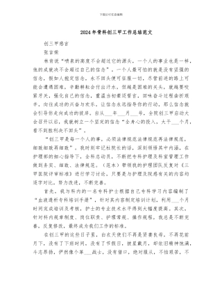 2024年骨科创三甲工作总结范文