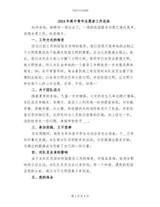 2024年高中青年志愿者工作总结