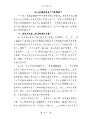 2024年高校招生工作总结范文