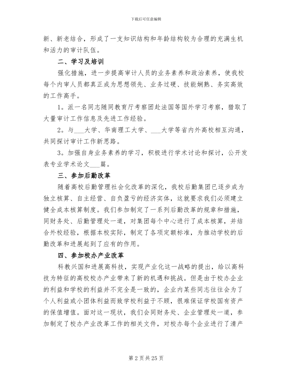 2024年高校审计工作总结范本_第2页