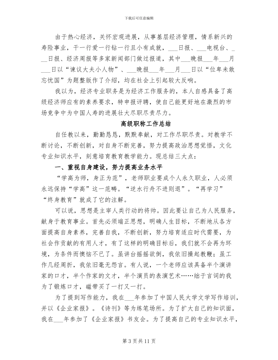 2024年高级经济师职称专业技术业绩个人总结_第3页