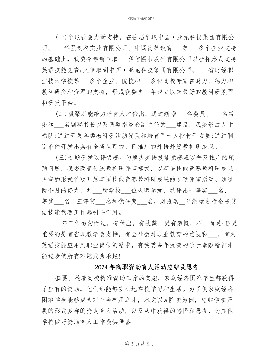 2024年高职英语教师的教学工作总结_第3页