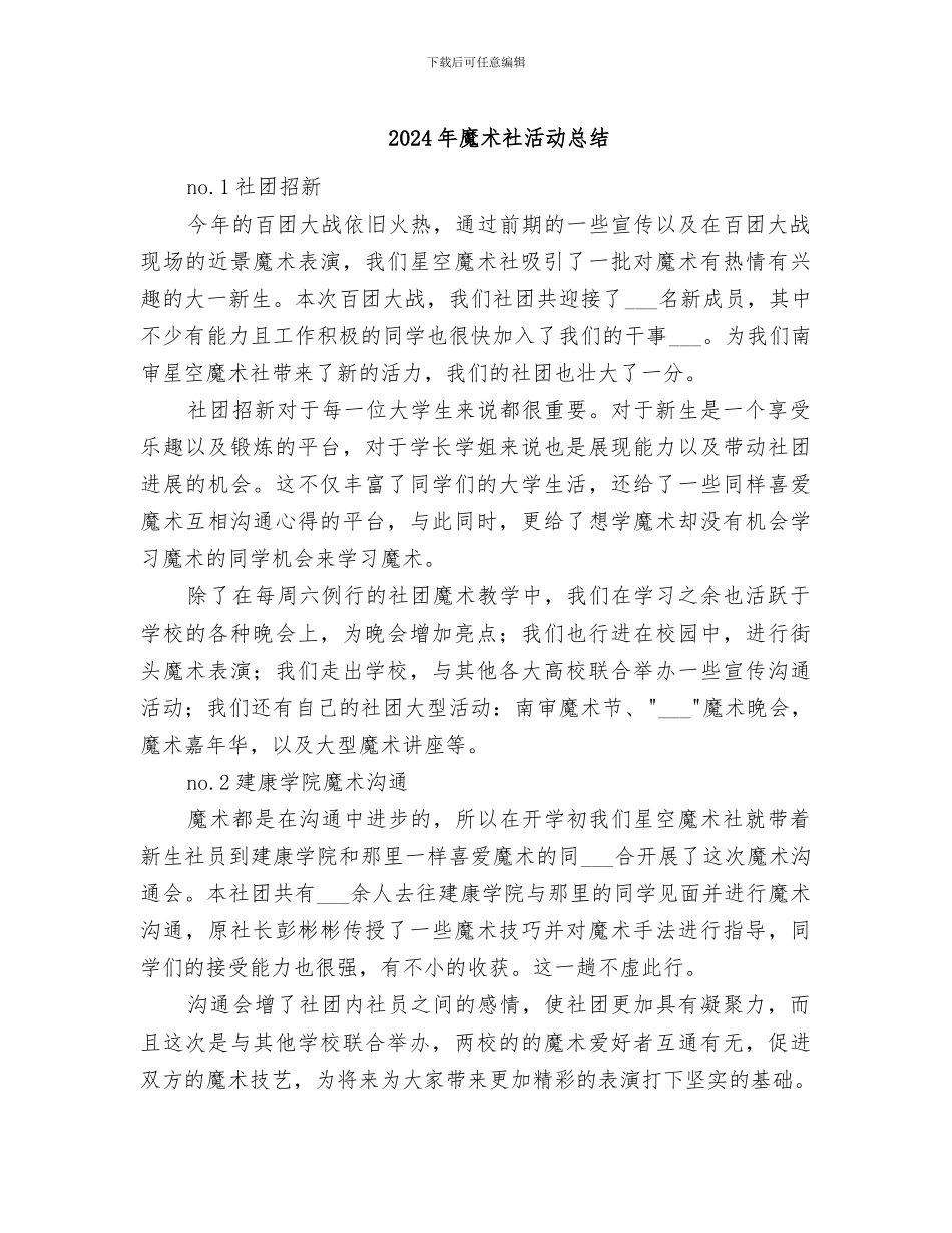 2024年魔术社活动总结_第1页