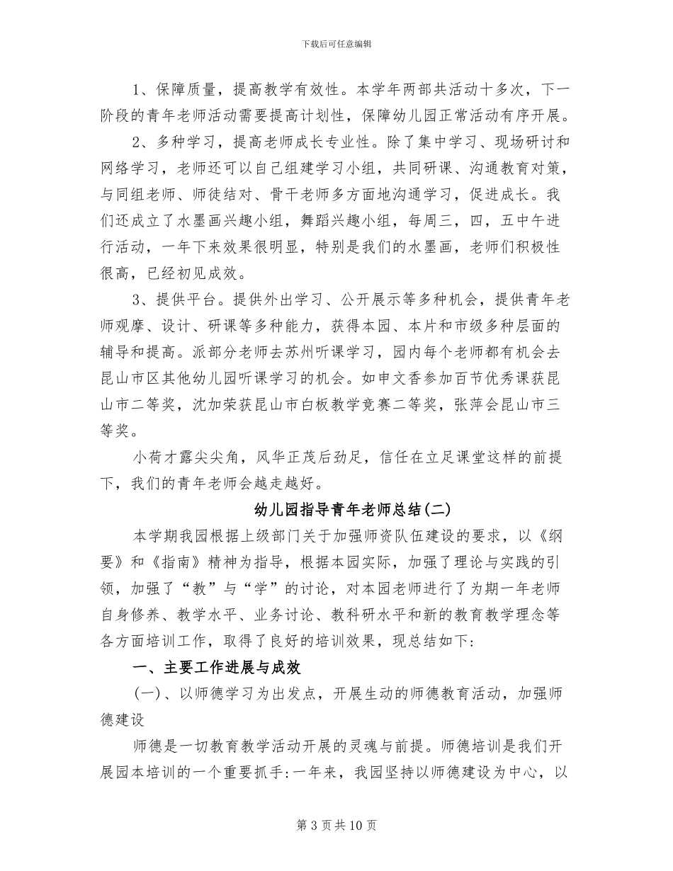 2024幼儿园指导青年教师总结_第3页