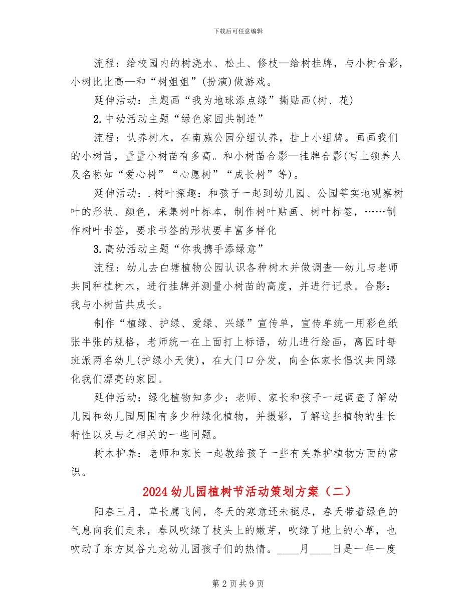 2024幼儿园植树节活动策划方案_第2页