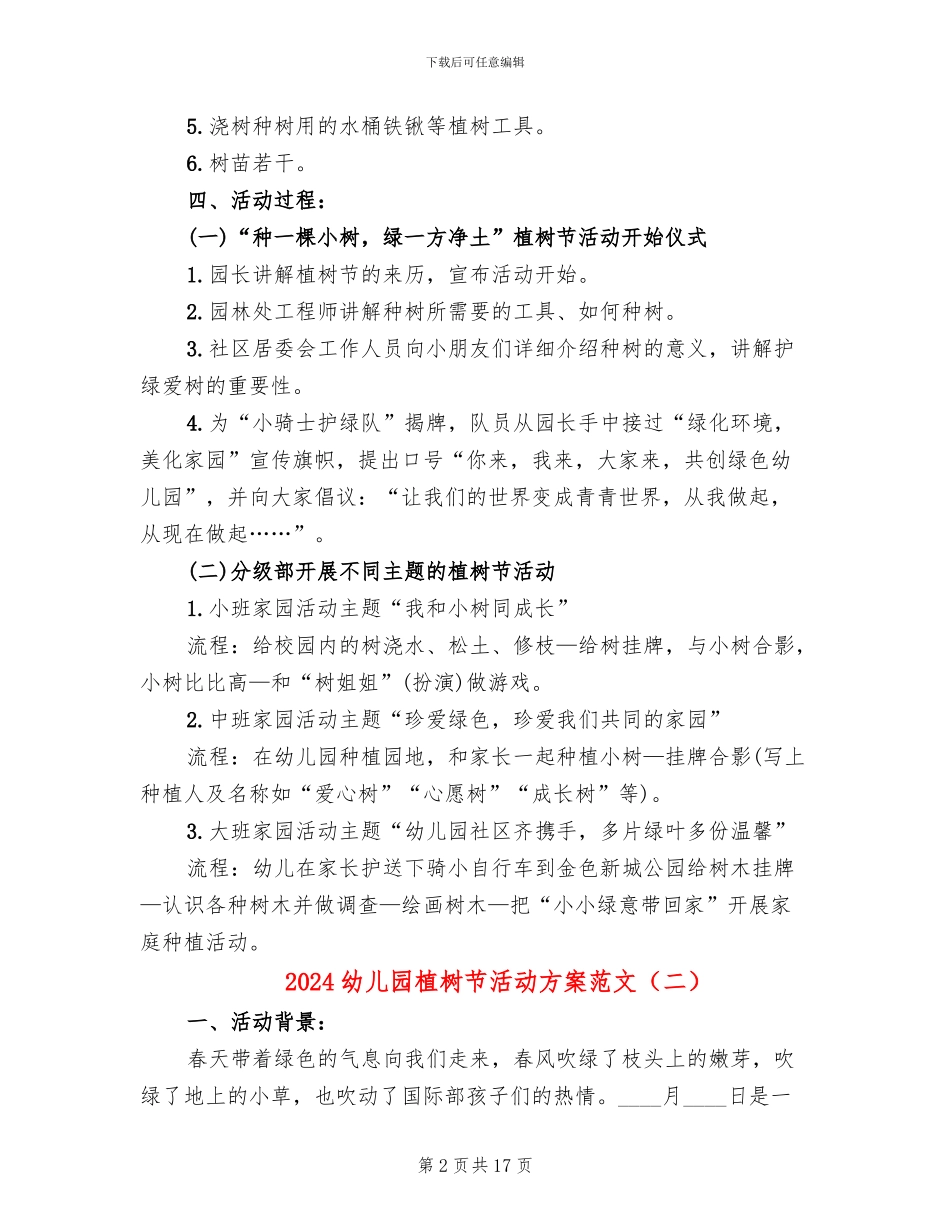 2024幼儿园植树节活动方案范文(10篇)_第2页