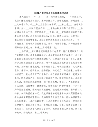 2024广播电视局局长任期工作总结