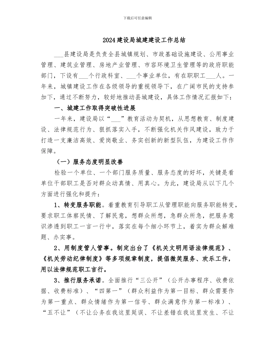 2024建设局城建建设工作总结_第1页