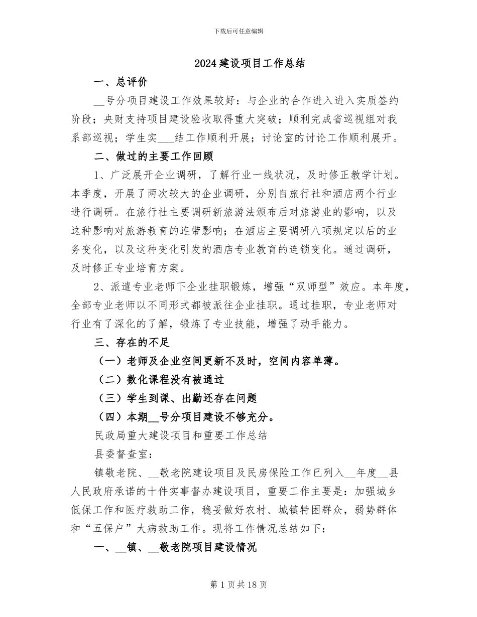 2024建设项目工作总结_第1页