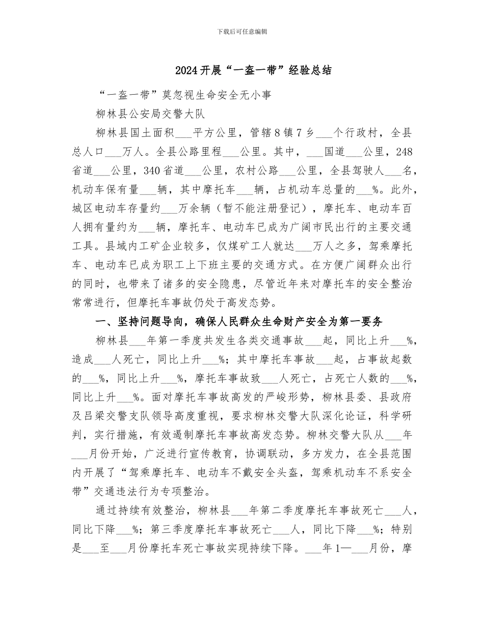 2024开展“一盔一带”经验总结_第1页