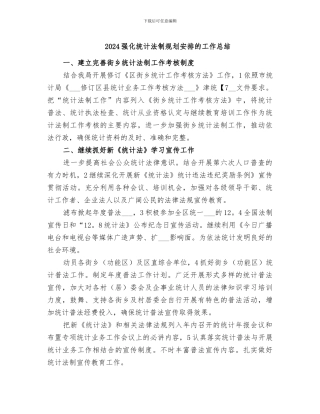 2024强化统计法制规划安排的工作总结