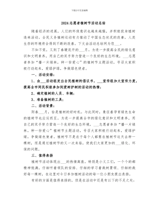 2024志愿者植树节活动总结