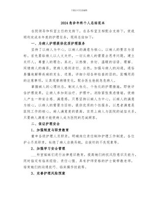 2024急诊年终个人总结范本