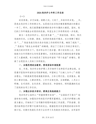 2024急诊护士年终工作总结