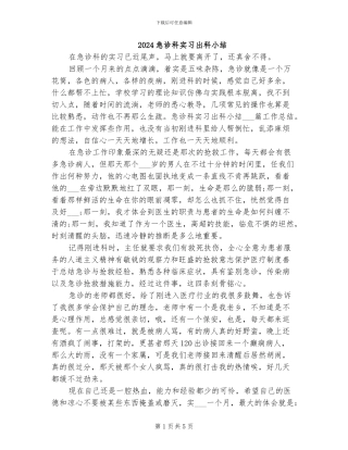 2024急诊科实习出科小结