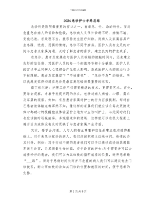 2024急诊护士年终总结