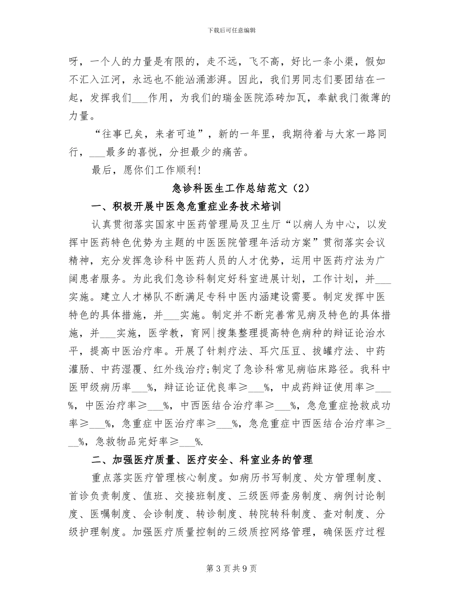2024急诊科医生工作总结_第3页