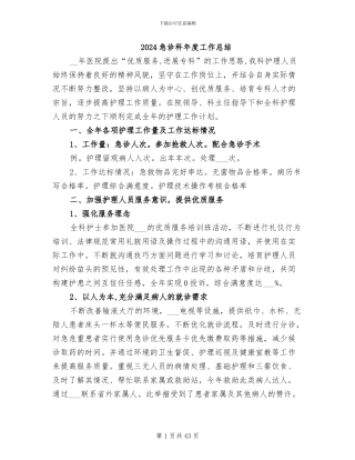 2024急诊科年度工作总结