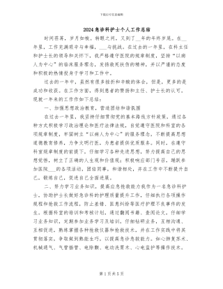 2024急诊科护士个人工作总结