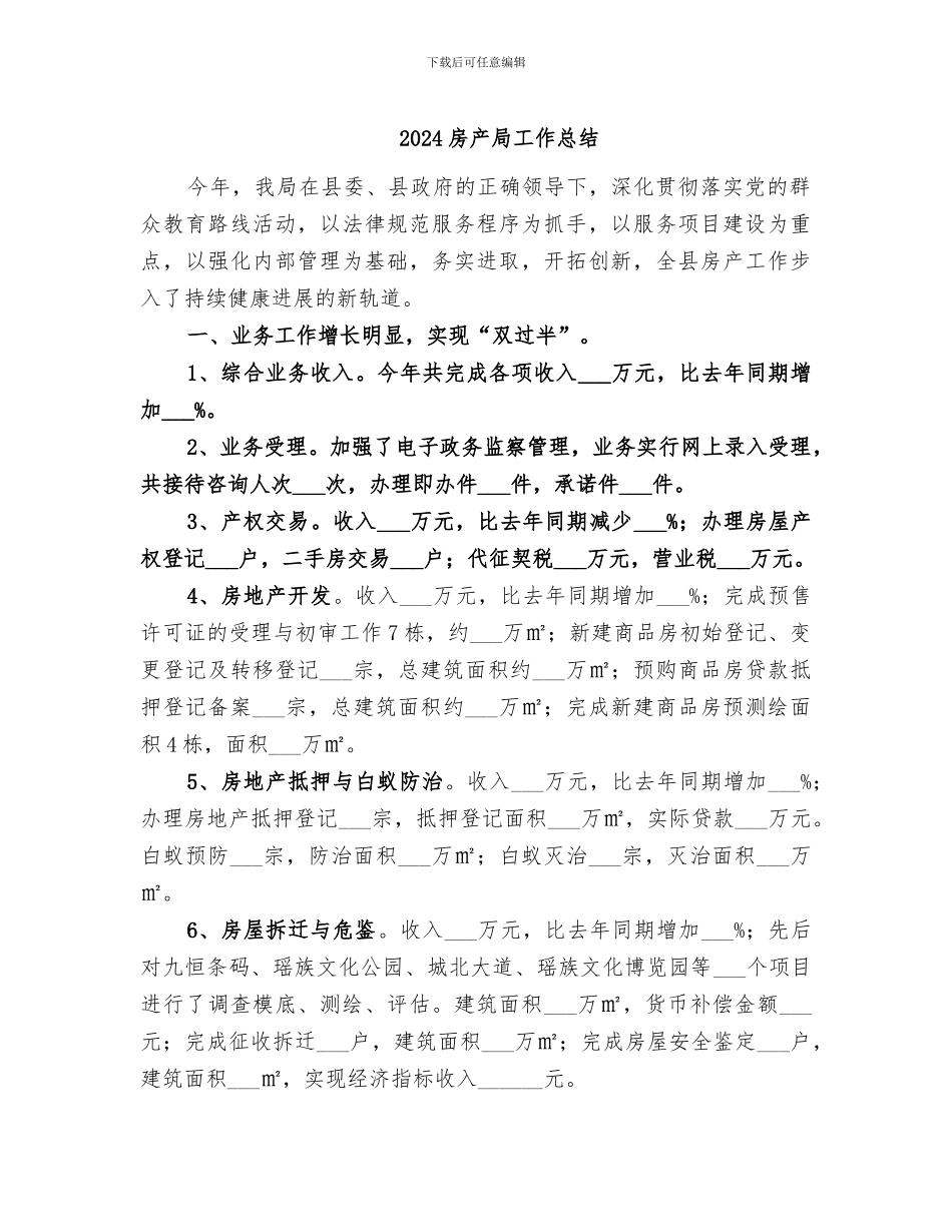 2024房产局工作总结_第1页