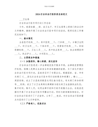 2024打击非法行医阶段总结范文