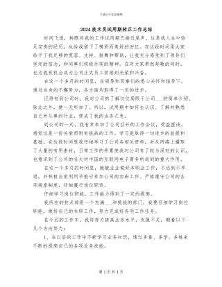 2024技术员试用期转正工作总结