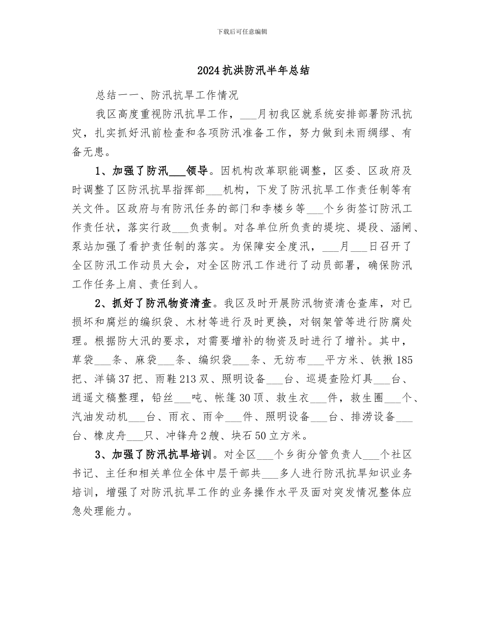 2024抗洪防汛半年总结_第1页