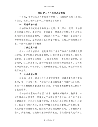 2024护士个人工作总结简短