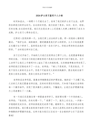 2024护士实习鉴定个人小结