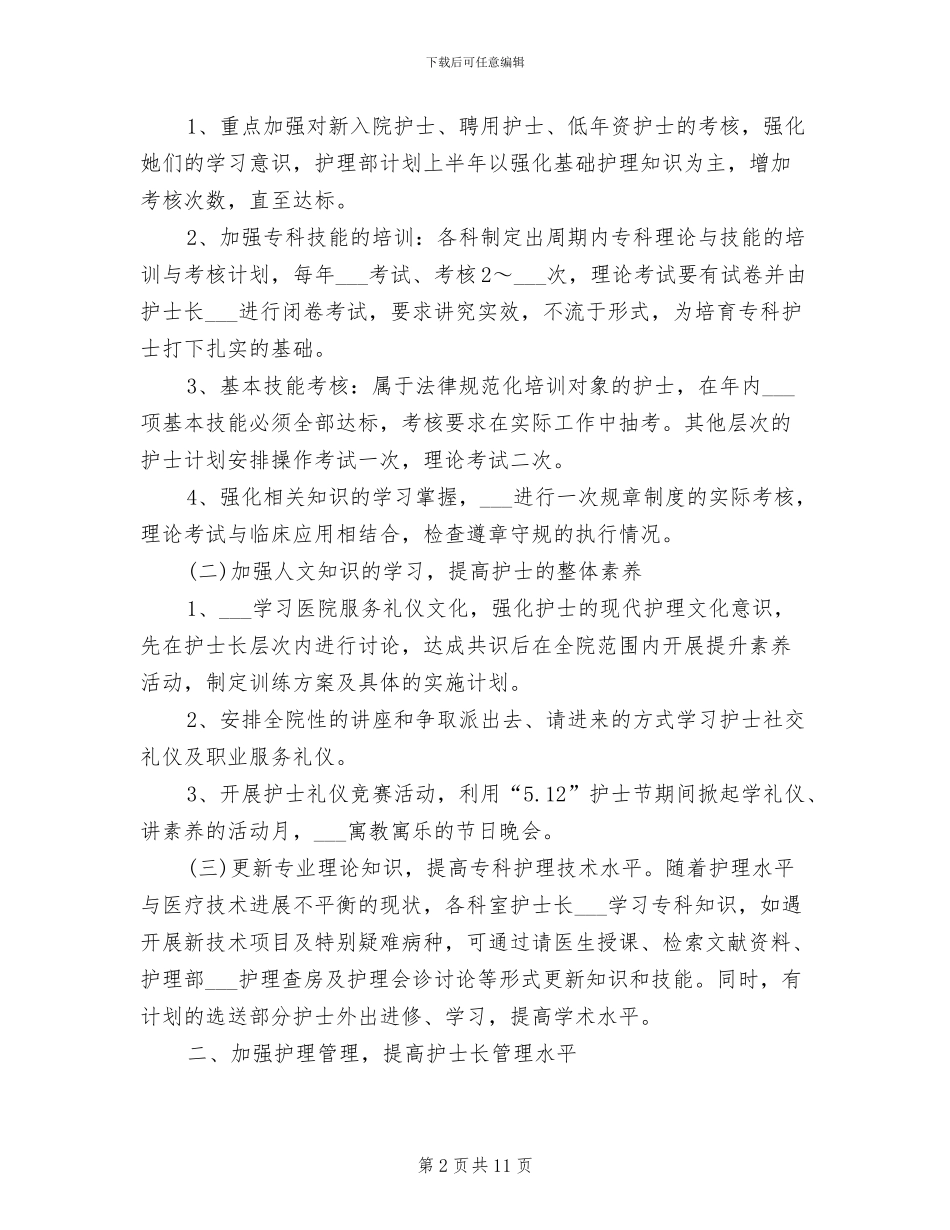 2024护士长工作总结_第2页