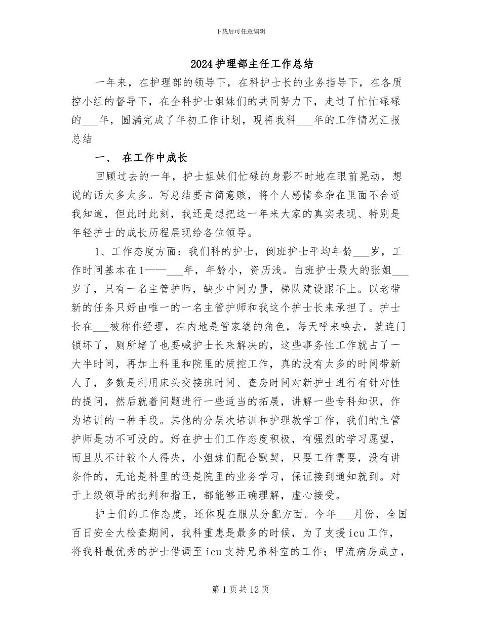 2024护理部主任工作总结_第1页