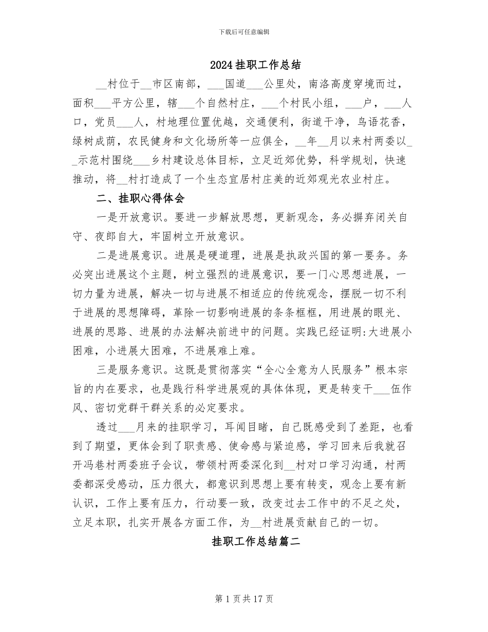 2024挂职工作总结_第1页