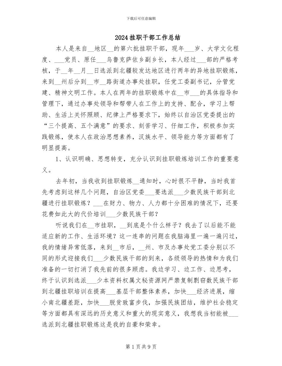 2024挂职干部工作总结_第1页
