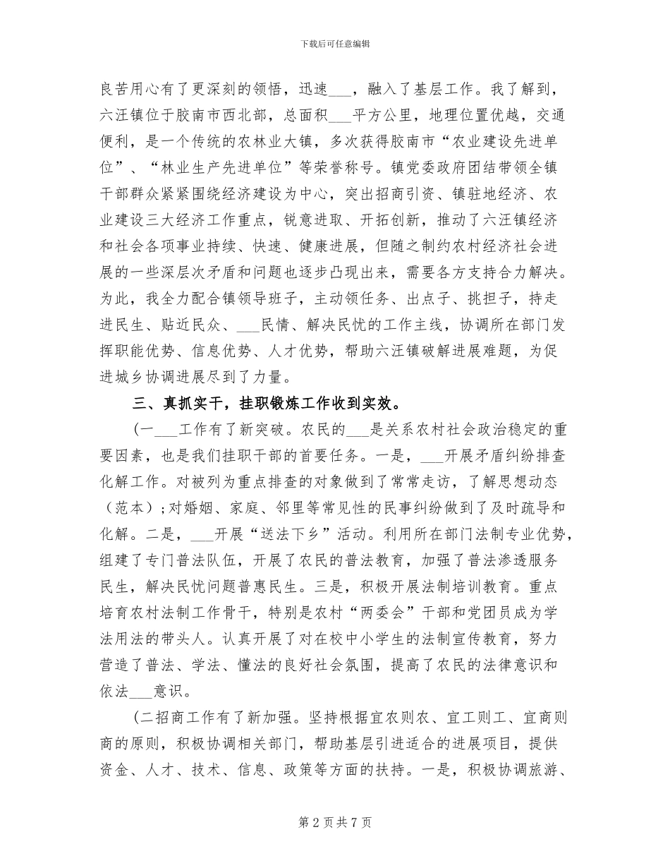 2024挂职干部年度考核个人工作总结_第2页