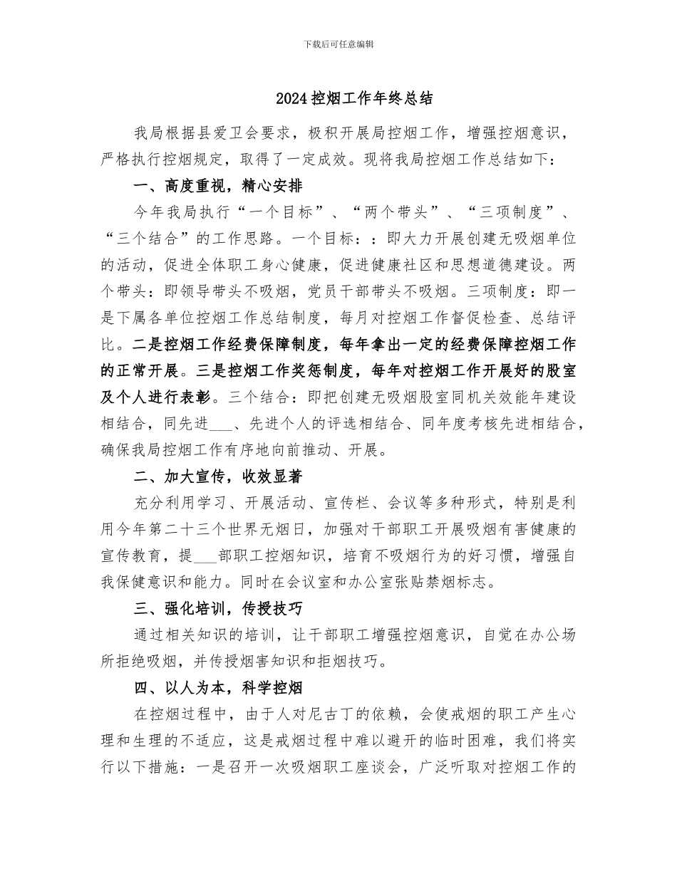 2024控烟工作年终总结_第1页