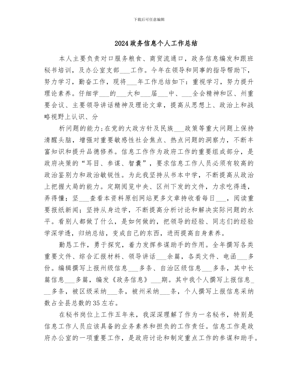 2024政务信息个人工作总结_第1页